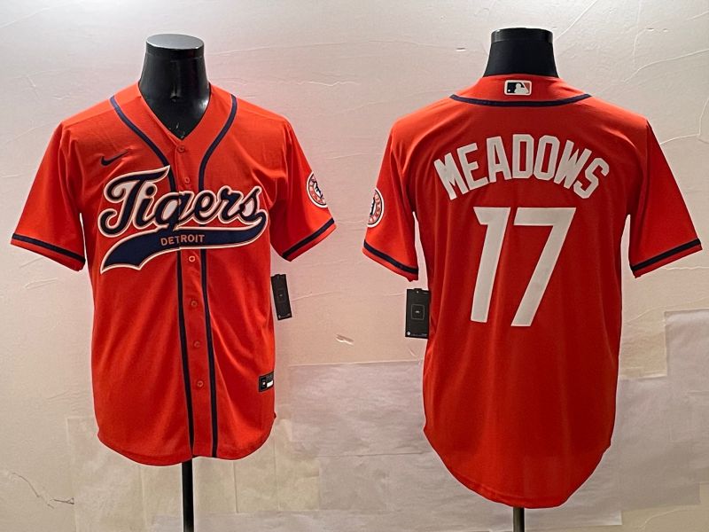 Men Detroit Tigers #17 Meadows Orange Joint Name Game 2025 Nike MLB Jersey style 1->detroit tigers->MLB Jersey